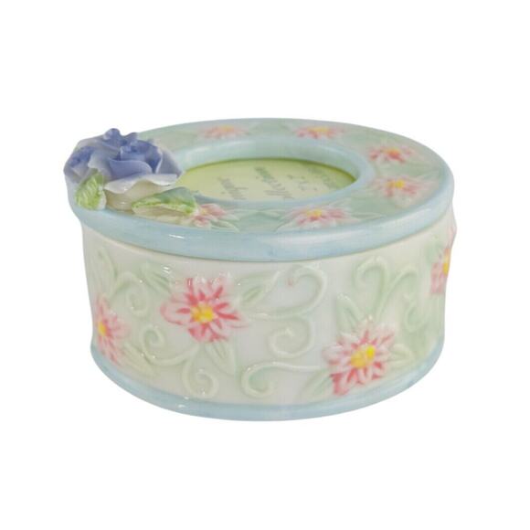Vintage Porcelain Floral Trinket Box Photo Frame Capodimonte - Picture 16 of 16